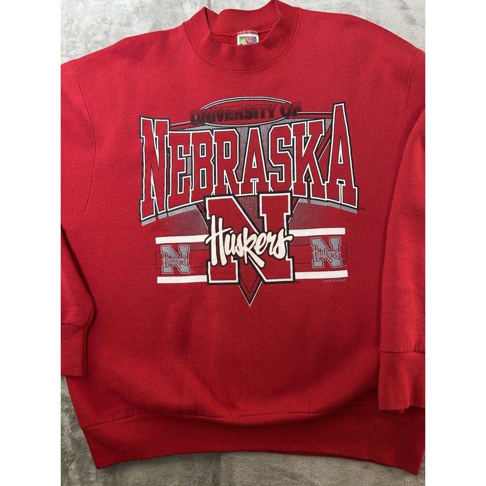 Vintage University of Nebraska Huskers Sweatshirt Red Crewneck USA Size L